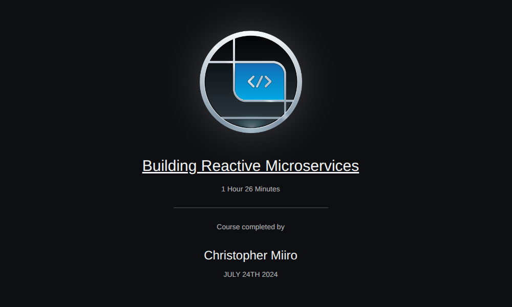 Building Reactive Microservices Certificate