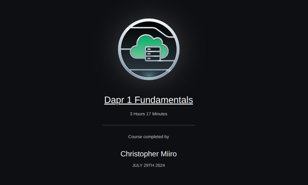 Dapr 1 Fundamentals Certificate